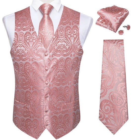 Pink Floral Paisley Vest Set