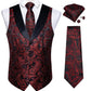 Red Floral Paisley Vest Set in Black - Masculine Clothes