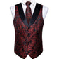 Red Floral Paisley Vest Set in Black - Masculine Clothes
