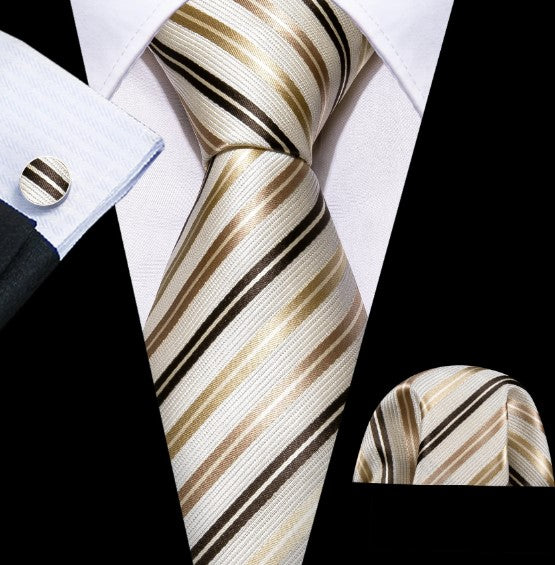 Mocha Chocolate Stripes Tie Set