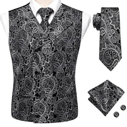 White Floral Paisley Vest Set