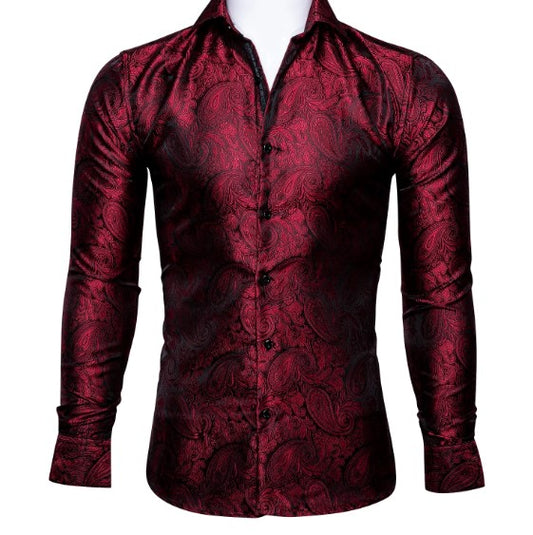 Red Floral Silk Shirt