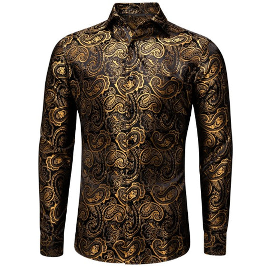 Gold Floral Silk Shirt