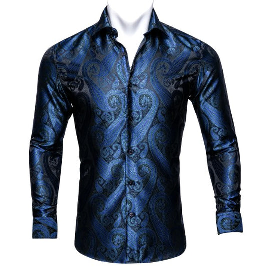 Heart Shape Silk Shirt in Blue