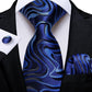 Blue Waves Paisley Tie Set - Masculine Clothes