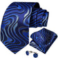 Blue Waves Paisley Tie Set - Masculine Clothes