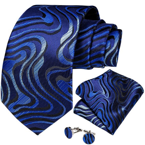 Blue Waves Paisley Tie Set