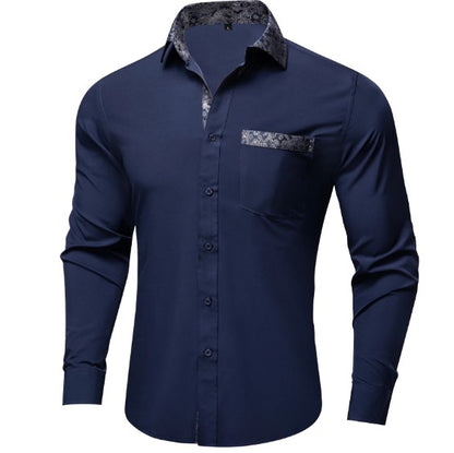 Plain Blue Silk Shirt