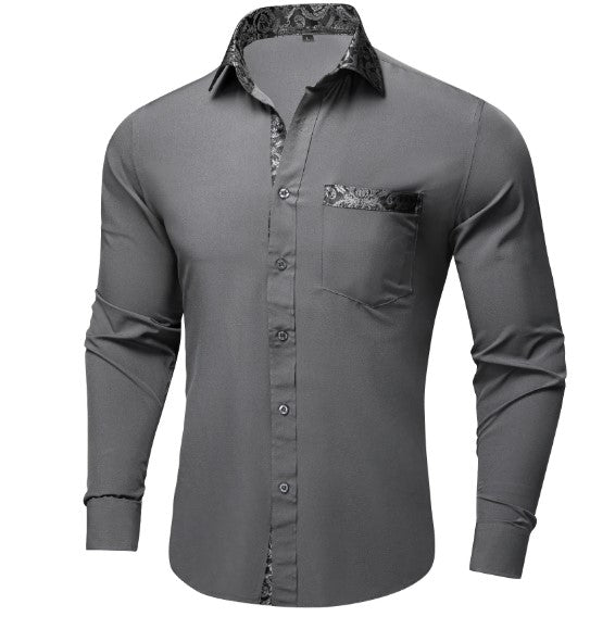 Plain Gray Silk Shirt