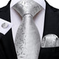 Silver Tiny Leaves Paisley Tie Set - Masculine Clothes