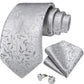 Silver Tiny Leaves Paisley Tie Set - Masculine Clothes