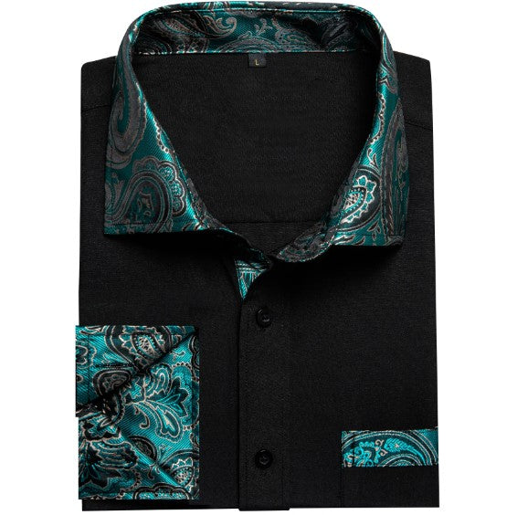 Green Silk Shirt in Black