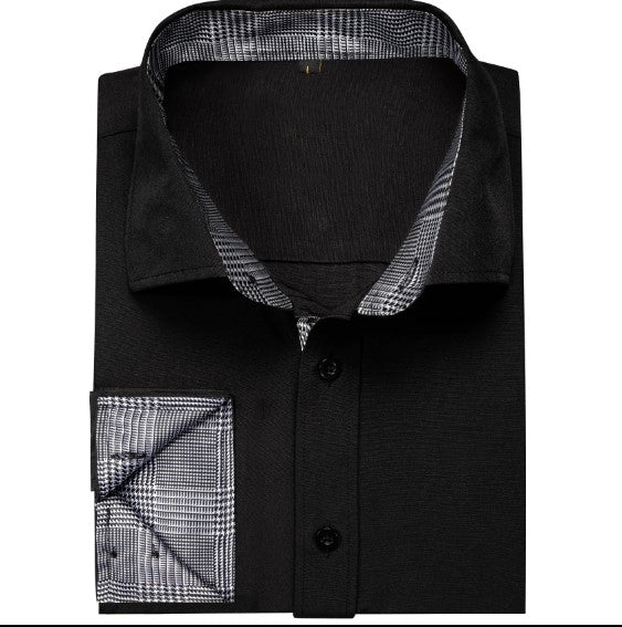 Plain Black Silk Shirt