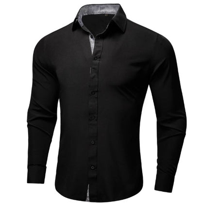 Plain Black Silk Shirt