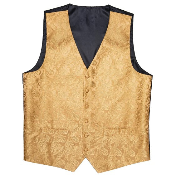 Gold Floral Paisley Vest Set with Tie Ring