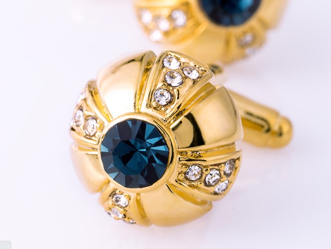 Blue Stone Cufflinks In Gold