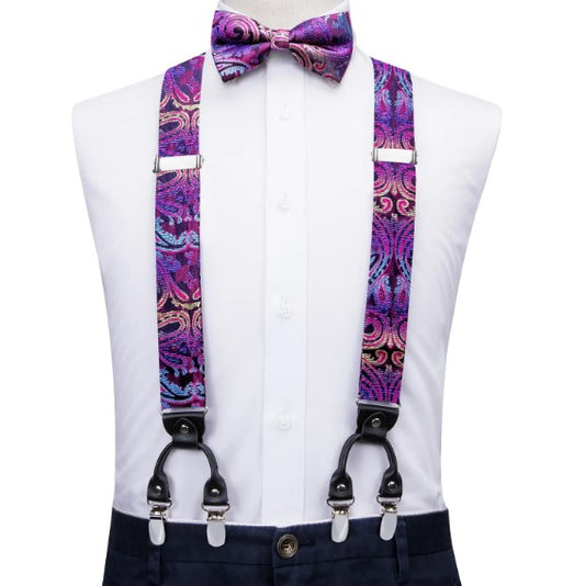 Purple Paisley Suspender Set