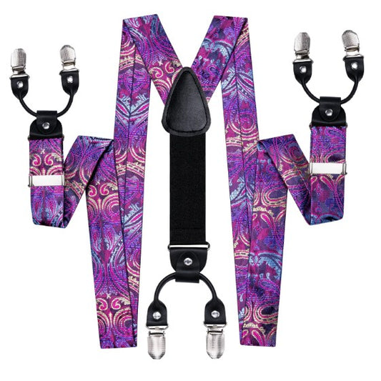 Purple Paisley Suspender Set