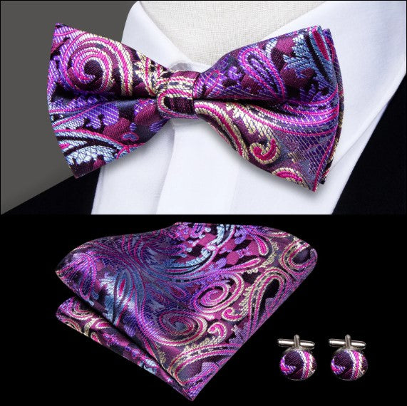 Purple Paisley Suspender Set