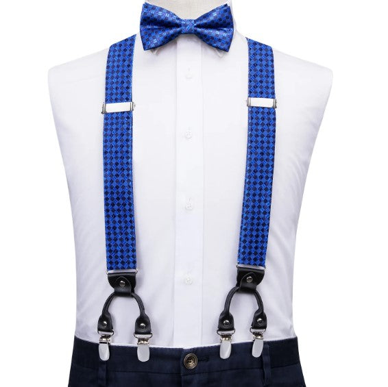 Double Blue Squares Suspender Set