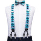 Aqua Blue Squares Suspender Set - Masculine Clothes