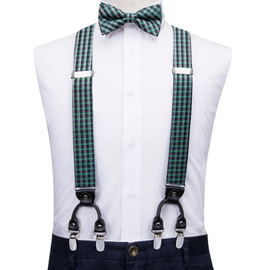 Green Checkered Suspender Set