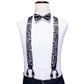 White Floral Suspender Set in Black - Masculine Clothes