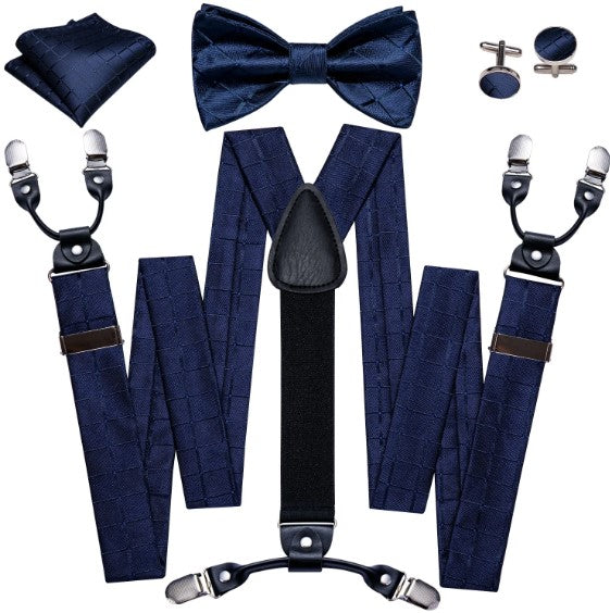 Navy Blue Square Suspender Set