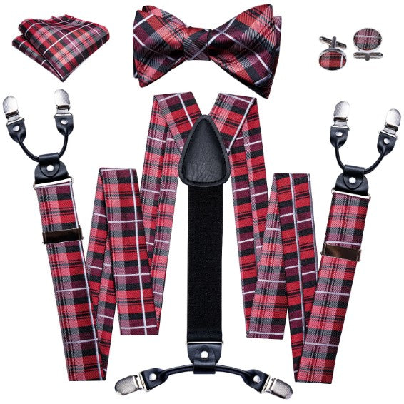 Red Checkered Suspender Set