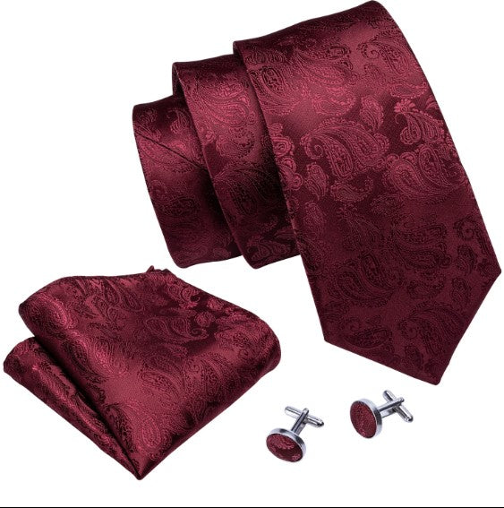 Burgundy Paisley Suspender Set