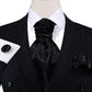 Black Floral Paisley Ascot, Pocket Square and Cufflinks - Masculine Clothes