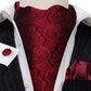 Red Wine Paisley Ascot, Pocket Square and Cufflinks - Masculine Clothes