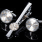 Golden Heart Tie Clip and Cufflinks inSilver - Masculine Clothes