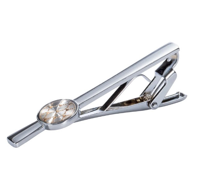 Golden Heart Tie Clip and Cufflinks inSilver