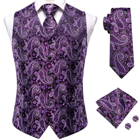 Lavender Floral Paisley Vest Set