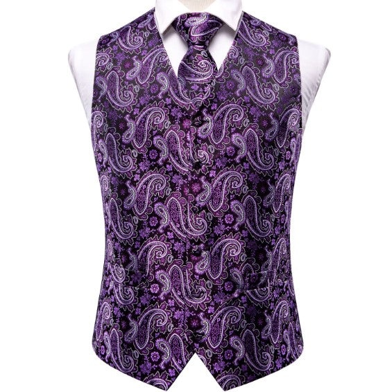 Lavender Floral Paisley Vest Set