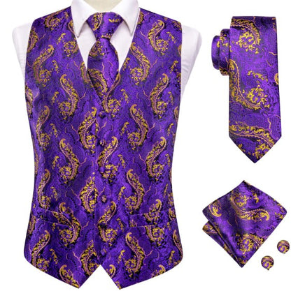 Purple and Gold Paisley Vest Set