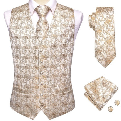 Milky Caramel Paisley Vest Set