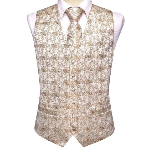 Milky Caramel Paisley Vest Set