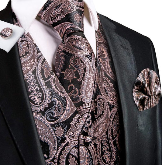 Chocolate Paisley Vest Set