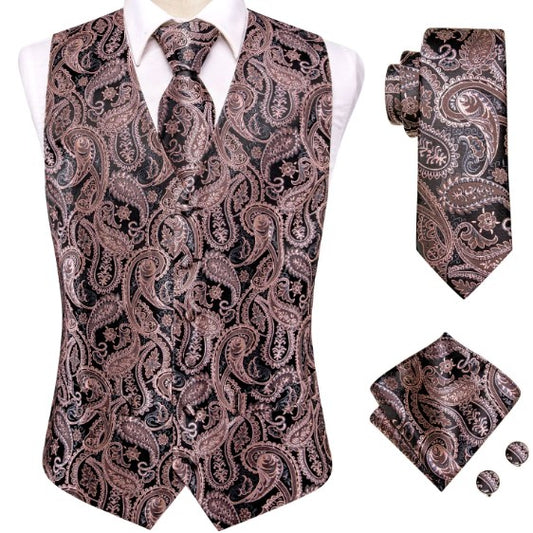 Chocolate Paisley Vest Set