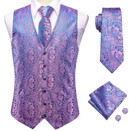 Pink And Purple Paisley Vest Set