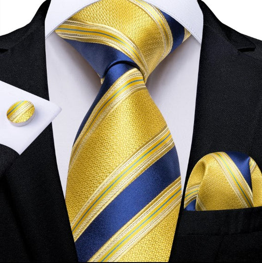 Big Blue Striped Tie Set in Yellow