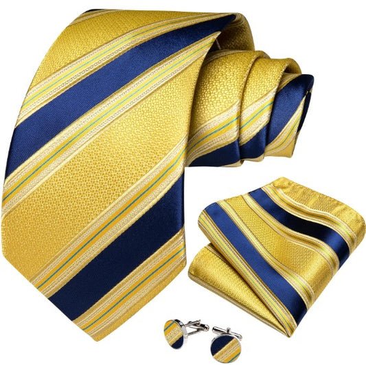 Big Blue Striped Tie Set in Yellow