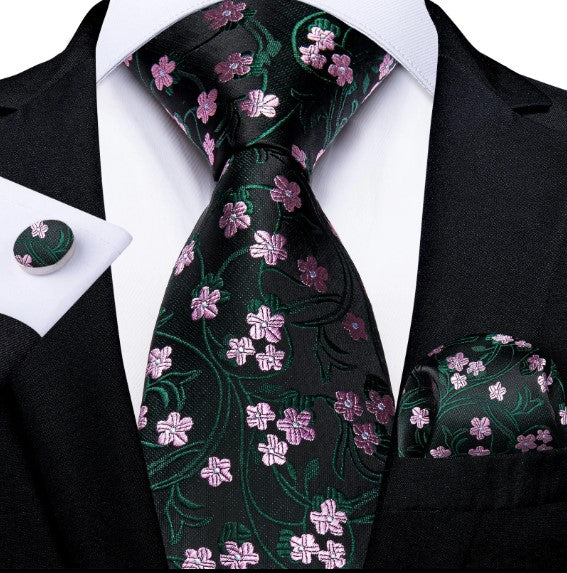 Pink Blossom Tie Set