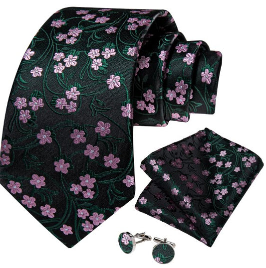 Pink Blossom Tie Set