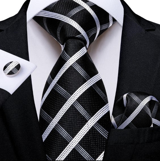 Black and White Checkered Tie Set