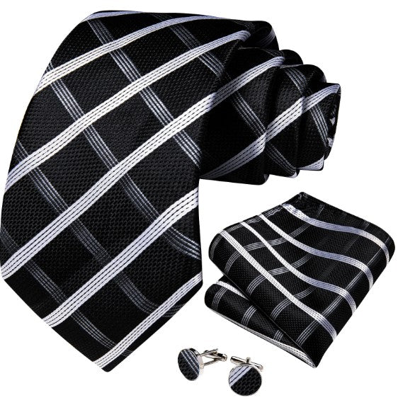 Black and White Checkered Tie Set