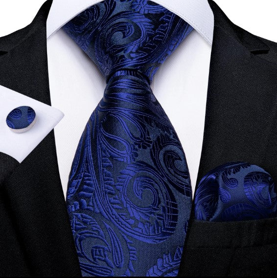 Premium Blue Heart Shape Tie Set