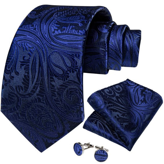 Premium Blue Heart Shape Tie Set